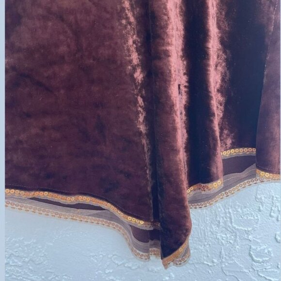 Express Womens Asymmetrical Gold Sequin Sleeveless Top Velvet Brown Sz XS - Picture 9 of 11